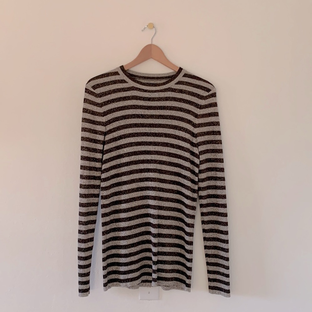 Who What Wear Metallic Stripe Sweater